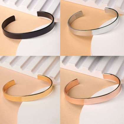 NVR Men Set of 4 Multi Color Stainless Steel Cuff Bracelet-Freesize / Multi / Stainless Steel