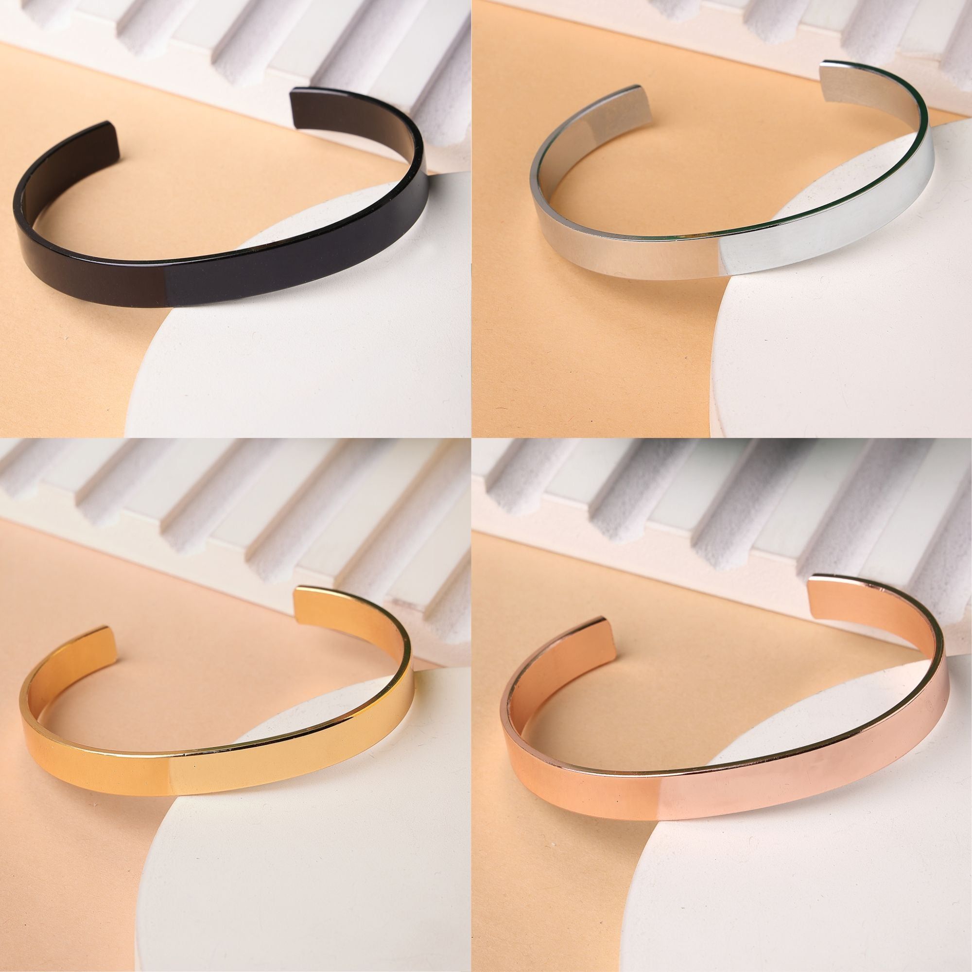 NVR Men Set of 4 Multi Color Stainless Steel Cuff Bracelet-Freesize / Multi / Stainless Steel