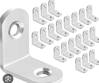ADISON Right Angle Shelf Hanging Brackets Pack of 25 Pieces with Screws (2 cm in Size) Stainless Steel Heavy Duty Brackets(L-Patti) 25N | Multicolor
