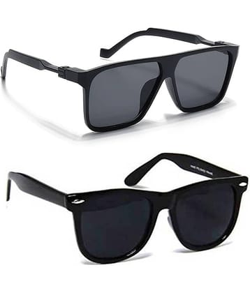 Elligator Black Rectangular Sunglasses ( Pack of 2 )