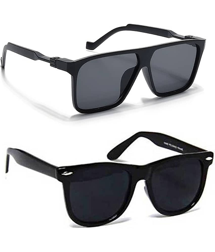 Elligator Black Rectangular Sunglasses ( Pack of 2 )