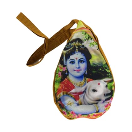 MAYAPURI Krishna (Gopal) Print Japa Bag/Chanting Bag with Zip Pocket & Sakshi Mala Counter