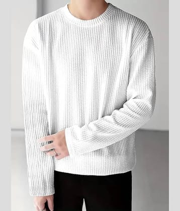 Eyebogler Men Cotton Blend Oversized Fit Self Design T-Shirt ( Blue )