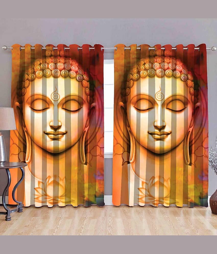 BELLA TRUE Abstract Semi-Transparent Eyelet Curtain 9 ft ( Pack of 2 ) - Multicolor