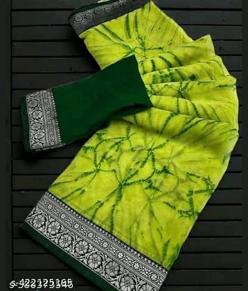 Gullak Georgette Printed Regular Saree With Unstitched Blouse Piece ( Green )