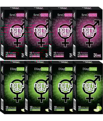 NottyBoy Multi Textured Dotted, Ribbed, Contour Condoms  (Set of 8, 80 Sheets)