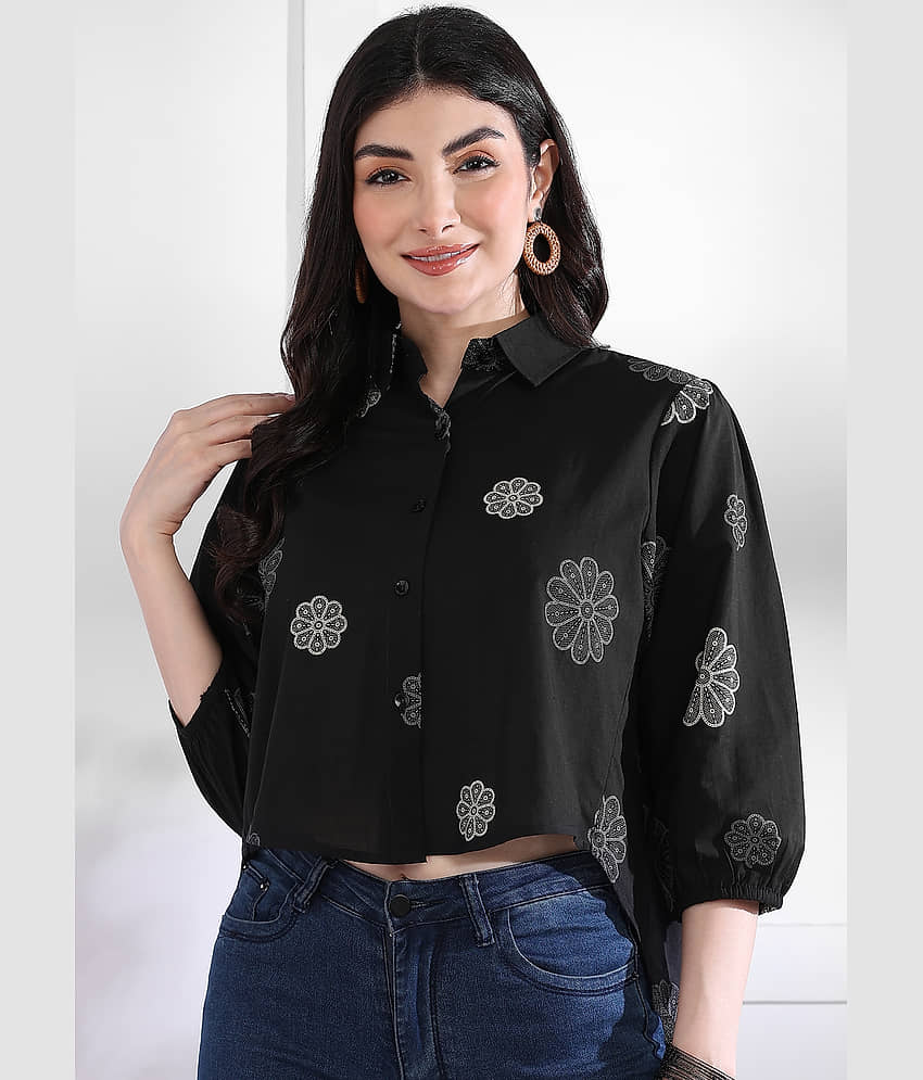 Vbuyz Women's Cotton Crop Top ( Black )