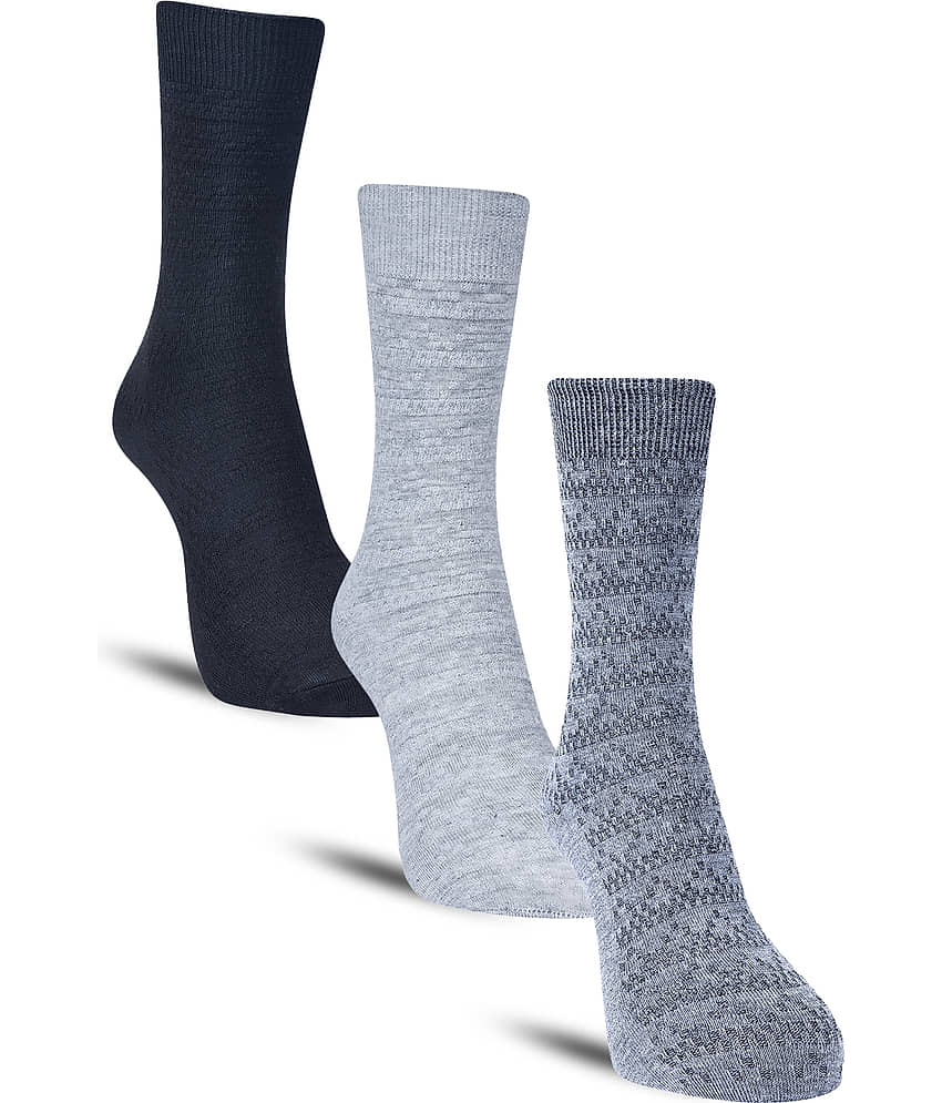 Dollar Cotton Blend Men's Self Design Dark Grey Ankle Length Socks ( Pack of 3 )