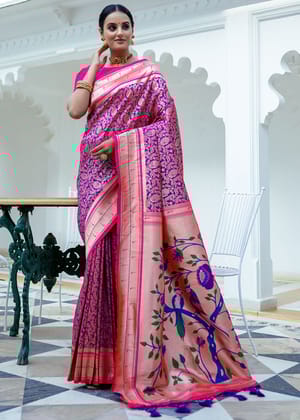 Imperial Purple Woven Paithani Kanjivaram Silk Saree