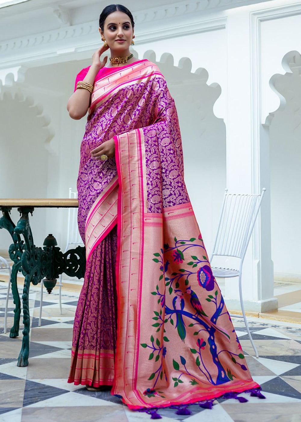 Imperial Purple Woven Paithani Kanjivaram Silk Saree