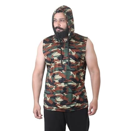 Men's Camouflage Print Sleeveless Hoodie