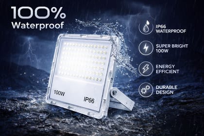 SPARKWORLD 100 W IP66 White LED Flood Light Ultra-Bright Outdoor Security & Area Illumination | Colour: 100 Watt