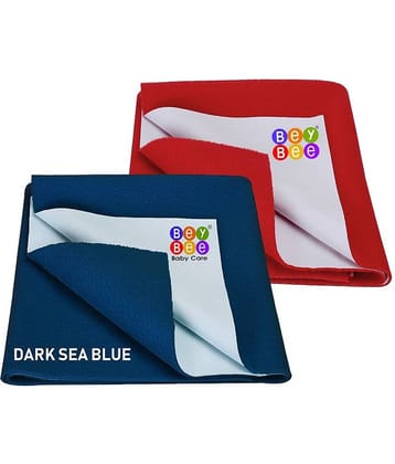 BeyBee Dry Sheet Bed Protector Baby Mats Waterproof Sheet for New Born Babies Small, Dark Sea Blue/Red