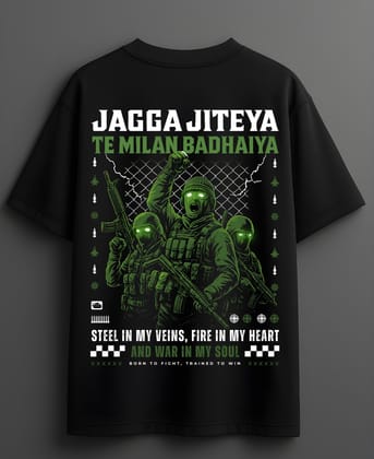 Jagga Jiteya Te Milan Badhaiya – Army Tribute Premium Black T-Shirt-Black / XS