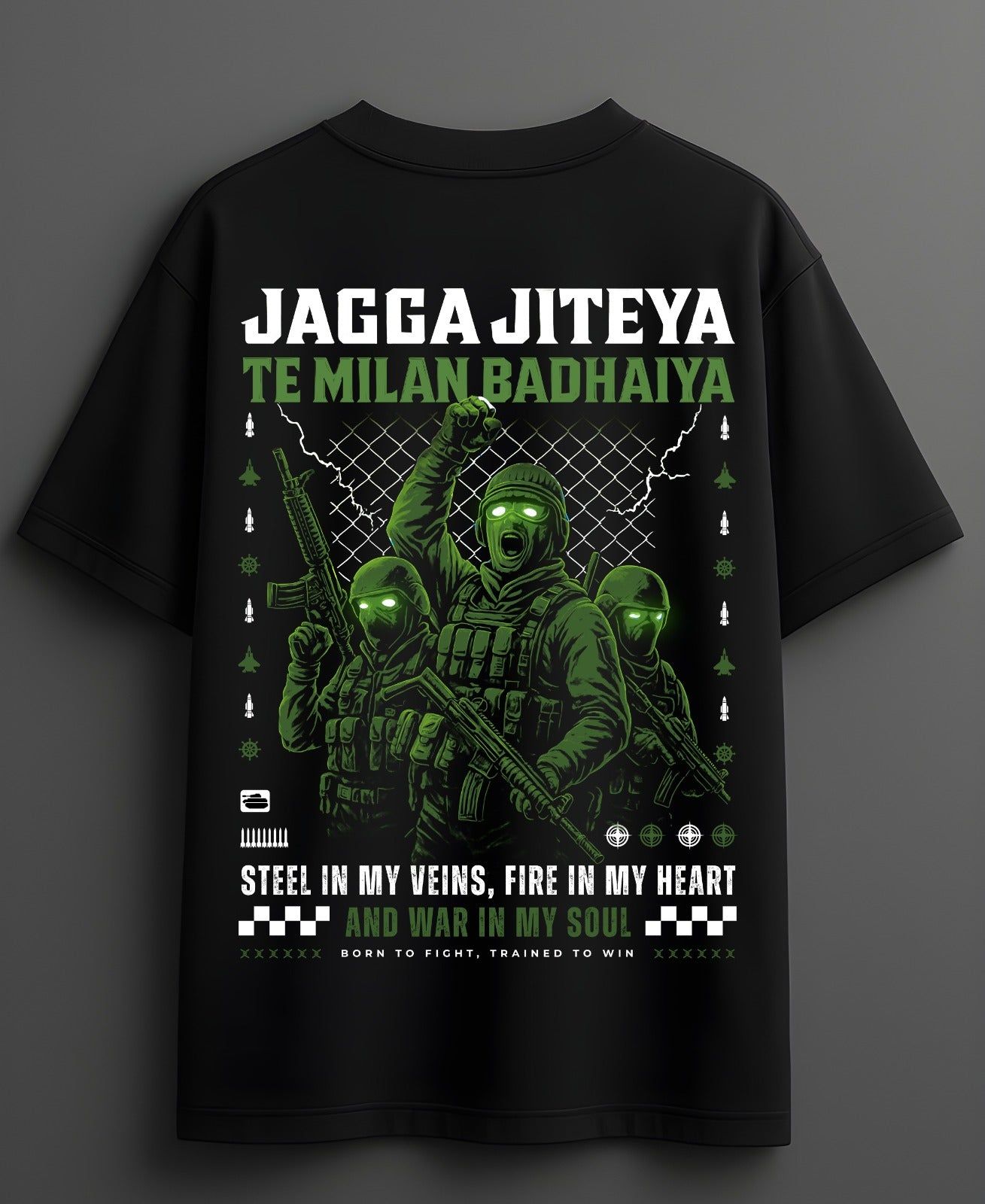 Jagga Jiteya Te Milan Badhaiya – Army Tribute Premium Black T-Shirt-Black / XS