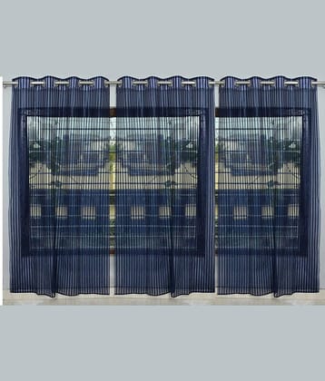 BELLA TRUE Solid Transparent Eyelet Curtain 5 ft ( Pack of 3 )  Blue