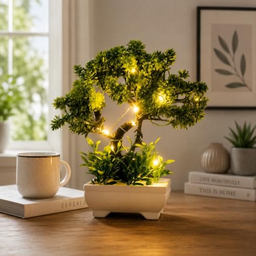 Artificial Bonsai Tree with Pot for Living Room, Home Décor, Indoor Plant, Fake Plants for Office Décor, Tabletop