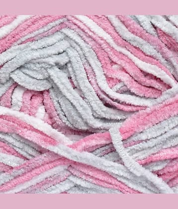 Knitting Yarn Thick Chunky Wool, Blanket Pink Grey  WL 400 gm