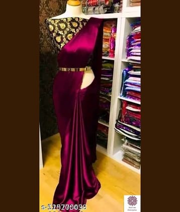 A TO Z CART Banarasi Silk Embellished Saree With Unstitched Blouse Piece ( Rani )