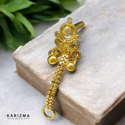 14k Real Gold Indian handmade Chain Style Women Nose Stud Push Pin