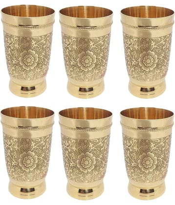 A & H ENTERPRISES - Brass Glasses Set 250 ml ( Pack of 6 )