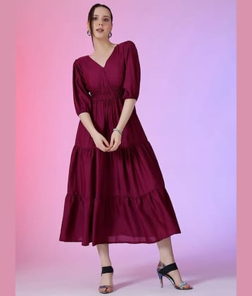 JASH CREATION Women Crepe Solid Fit & Flare Dress ( Green )