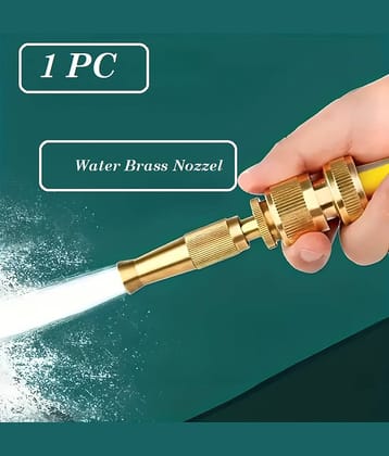Solid BRASS Water Spray Nozzle for all Half inch hoses, Adjustable Water Jet Spray Gun, High Pressure, Wash Bike-Car-Pets, Garden