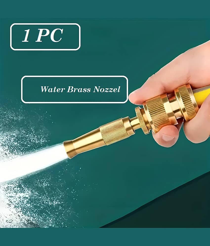 Solid BRASS Water Spray Nozzle for all Half inch hoses, Adjustable Water Jet Spray Gun, High Pressure, Wash Bike-Car-Pets, Garden