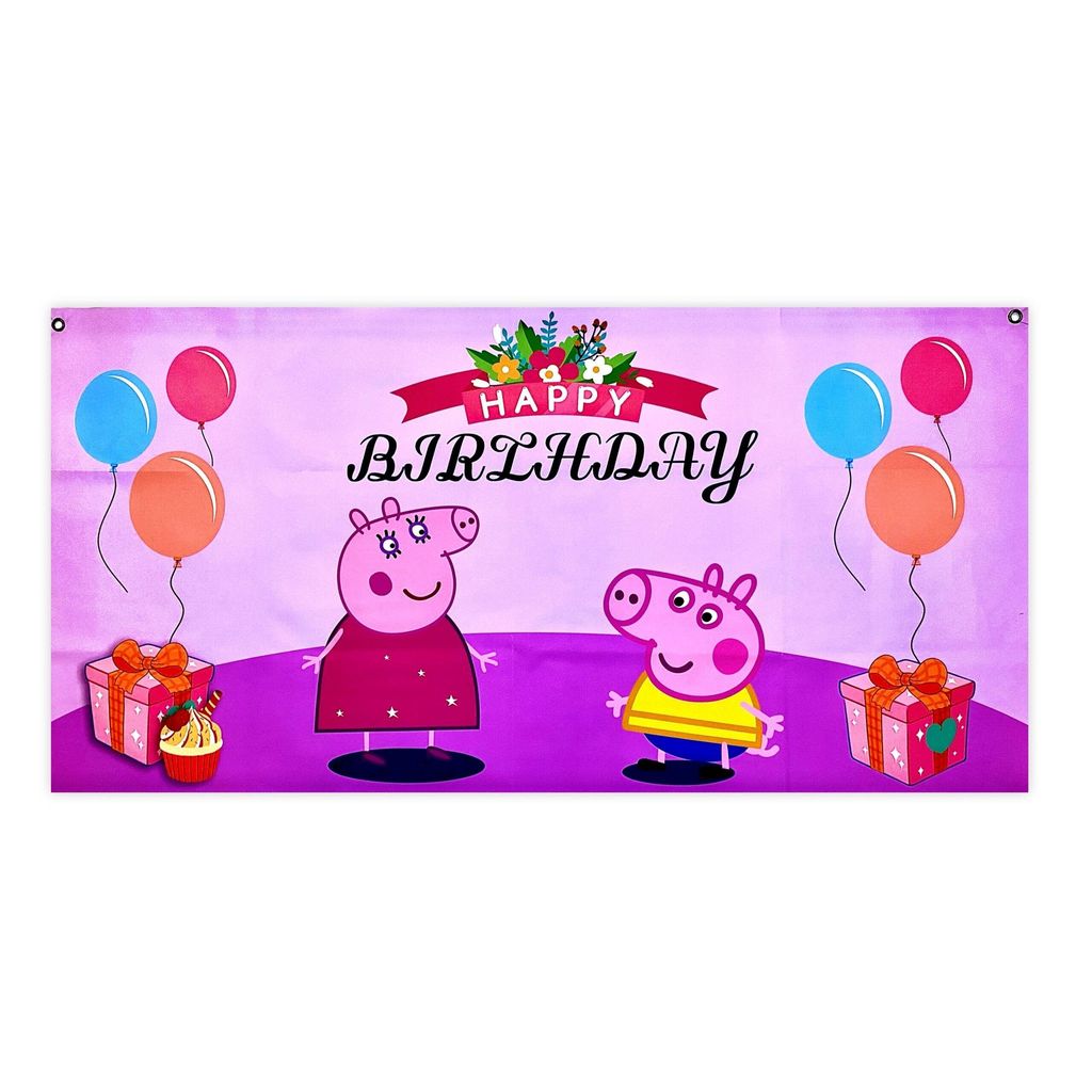Peppa Pig Theme Happy Birthday Banner for Wall Decor - 4FT X 2FT - 1PC - Party and Festive Needs | Buy online on ZillyBuy