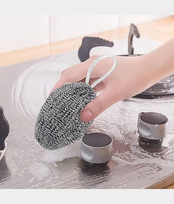 Pack of 1 Stainless Steel Scrubber, Kitchen Cleaner Scrubbing Scour Sponges, Flexible Scrubber Pads for Cleaning Dishes, Pots, Pans, Grills and Sinks