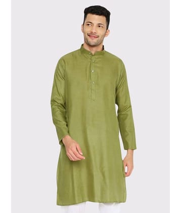 Maharaja - Olive Green Cotton Blend Men's Regular Kurta ( Pack of 1 )