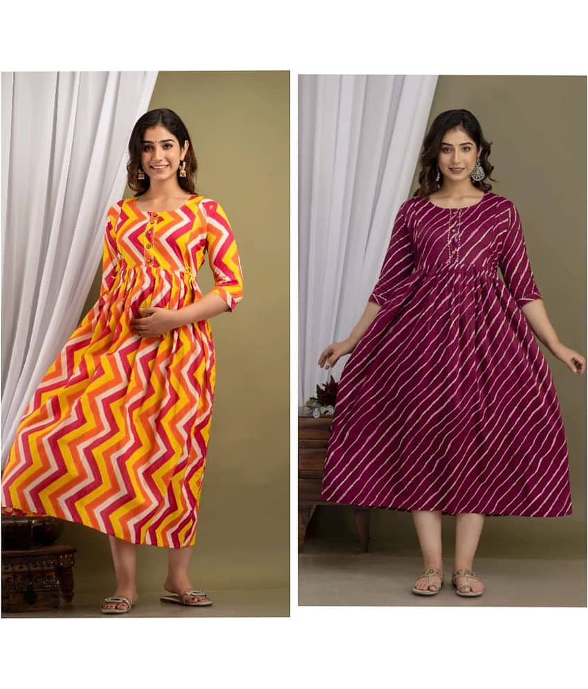 Nevisha Style Multi Color Cotton Maternity Kurta Pack of 2
