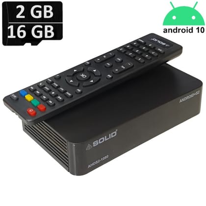 SOLID AHDS2-1080 DD Free dish Suitable FTA Hybrid Android 10 Smart Box