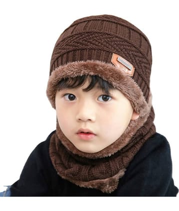AKSMIT Brown Woollen Women's Cap ( Pack of 1 )