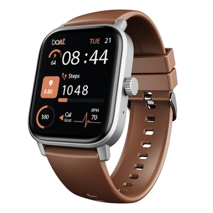 Boat Wave Call 3 Smartwatch 1.83” HD Display with Animated Watch Faces; BT Calling, Functional Crown, Multiple Sports Modes, IP68, HR, SpO2 Monitor, Smart Watches for Men & Women (Timber Brown) Boat Wave Call 3 Smartwatch 1.83” HD Display with Animated W
