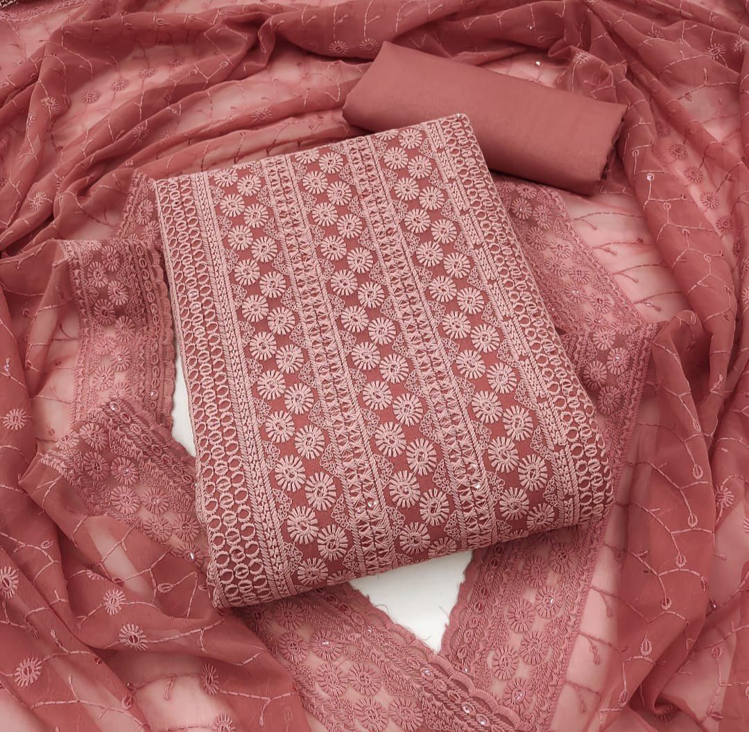 Embroidered Chiply Work Heavy Unstiched Dress Material For Women