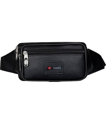 Swanky travel waist bag Leather Black Waist Pouch