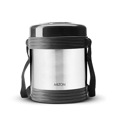 Milton Executive Lunch Box with 3 Stainless Steel Containers and 1 Plastic Container, 1.5 LTR, Black_assorted colour