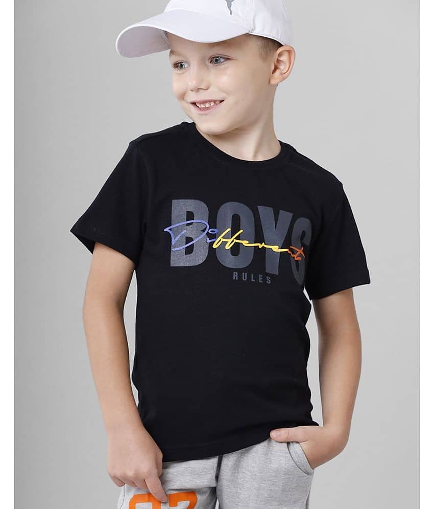 CODEZ Pack of 1 Boys Cotton T-Shirt ( Black )