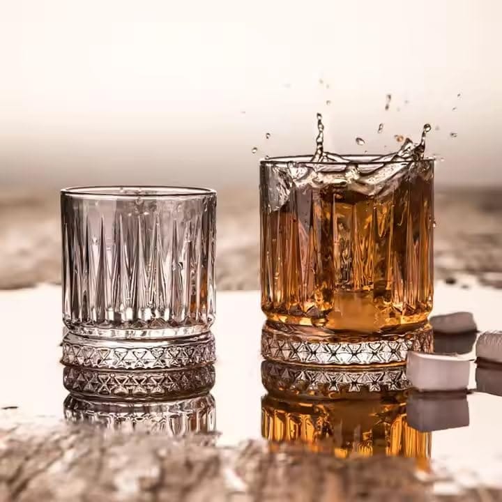 Whiskey Brandy Glasses | 310 ML | Premium Stylish Wine Glass | Old Fashion Rocks Tumblers | Cocktail Scotch and Rum |