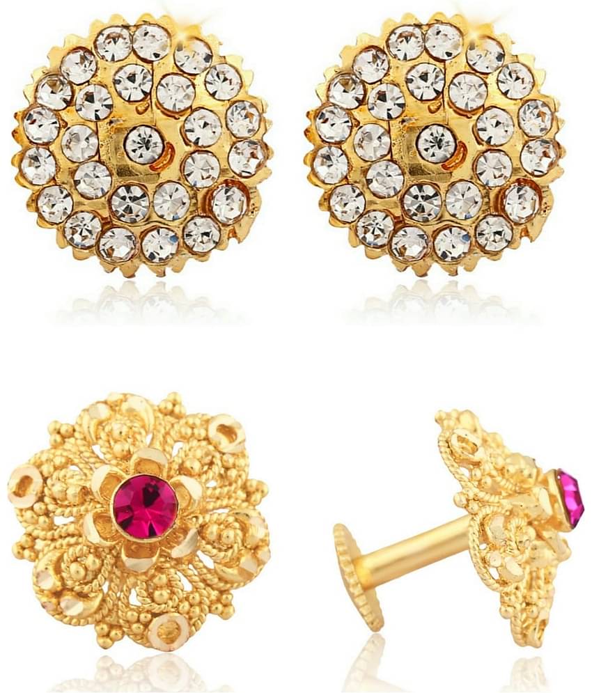 Vighnaharta Traditional South Culture Alloy Gold Plated Stud Earring Combo set ( Pack of- 2 Pair Earrings)