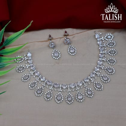 Elegant Crystal Bridal Necklace and Earring Set - Talish Jewellery