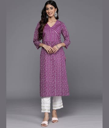 Varanga Cotton Printed Straight Women's Kurti - Purple ( Pack of 1 )