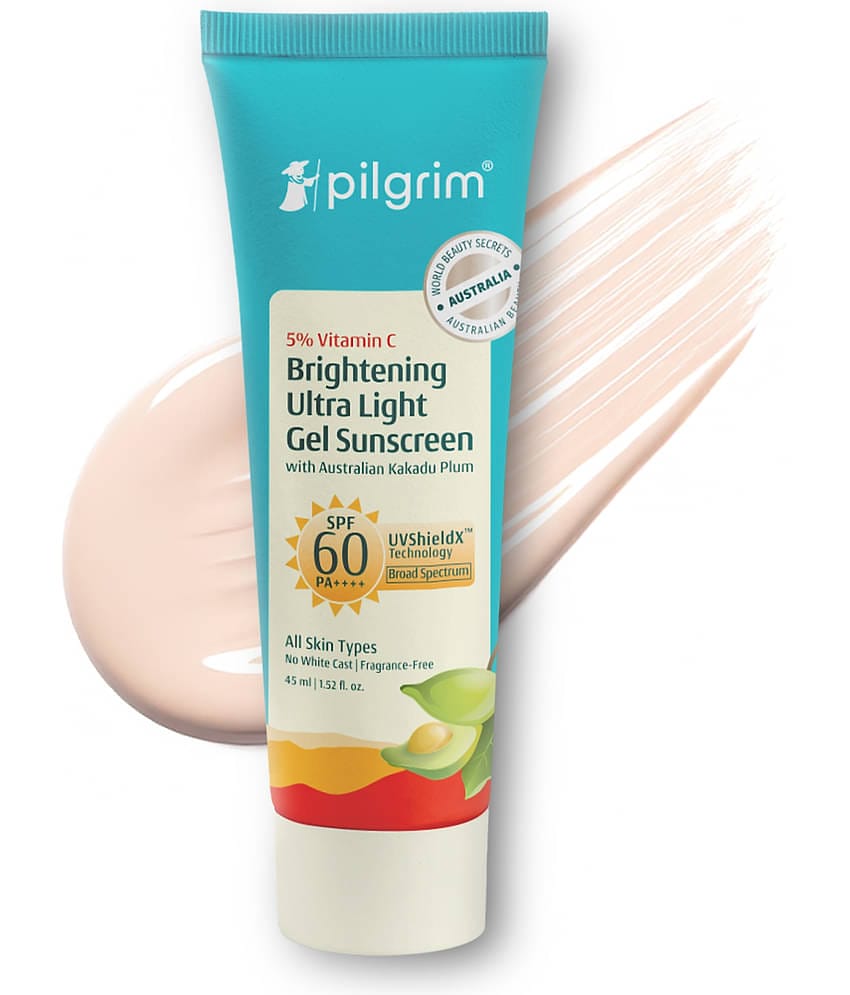 Pilgrim 5% Vitamin C Brightening Ultra Light Gel Sunscreen Spf 60 Pa++++ Sunscreen,For All Skin Type,45Ml (pack Of 1)