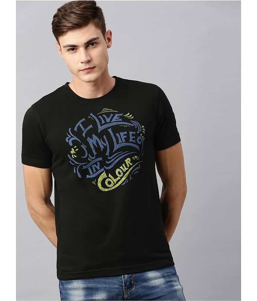 Huetrap Pack of 1 Cotton Blend Regular Fit Men's T-Shirt ( Black )