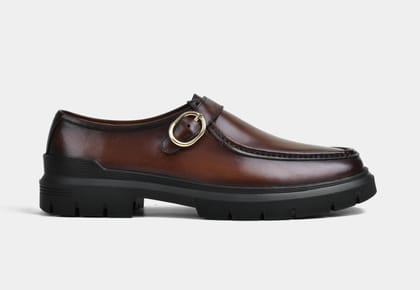 MEN MID-BROWN MONK SINGLE BUCKLE SHOES | STRIDEGRIP (Sale)-UK 9