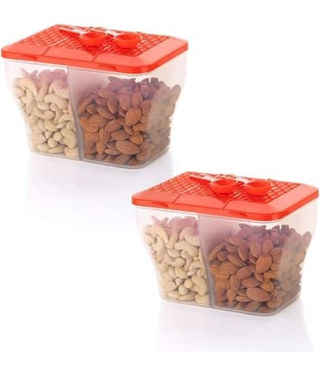 Analog Kitchenware Dal/Masala/Vegetable Plastic Red Multi-Purpose Container ( Set of 2 )