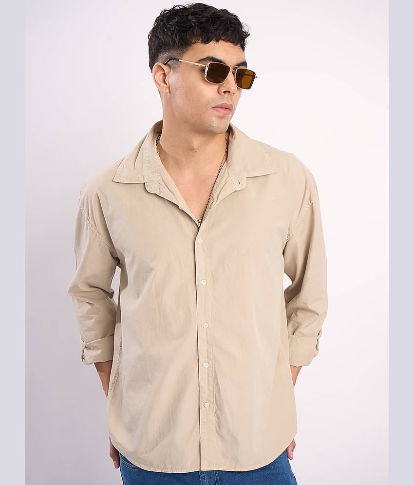 Bene Kleed 100% Cotton Oversized Fit Solids Full Sleeves Men's Casual Shirt - Grey ( Pack of 1 )