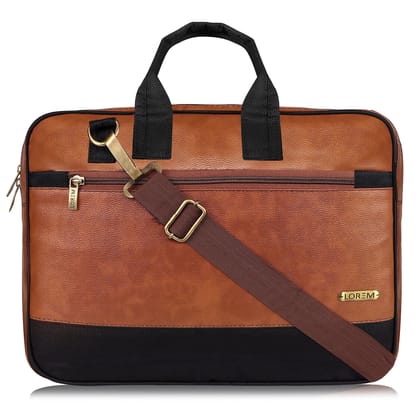 LOREM Tan Color faux leather 10L Messenger Bag For Men & Women BG82
