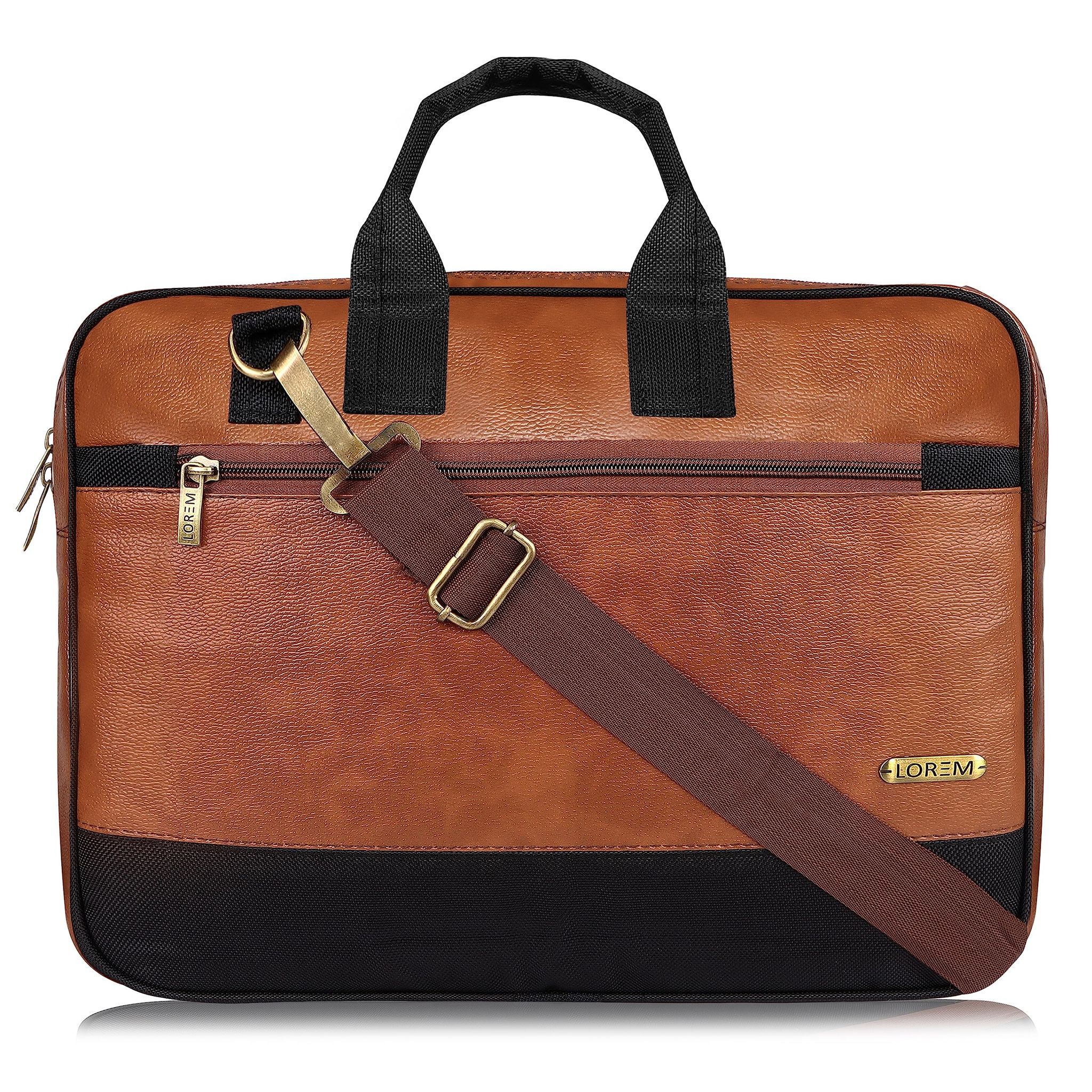 LOREM Tan Color faux leather 10L Messenger Bag For Men & Women BG82